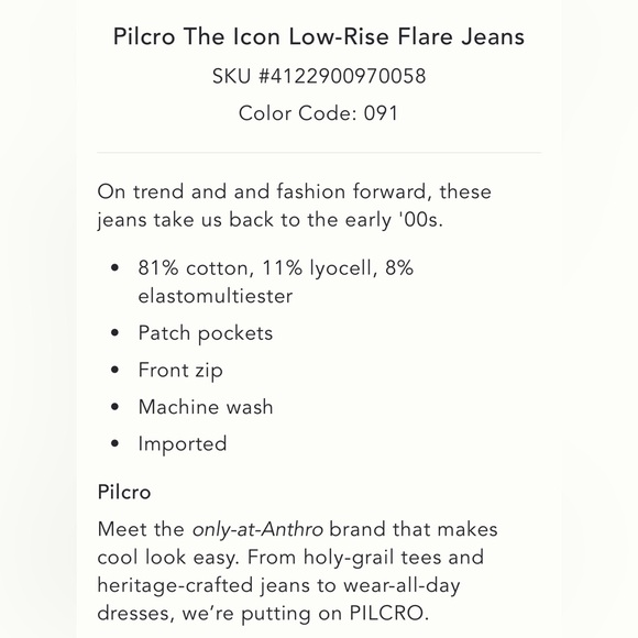 ANTHROPOLOGIE PILCRO‎ The Icon Low-Rise Flared Jeans CROPPED 34 - Picture 6 of 14
